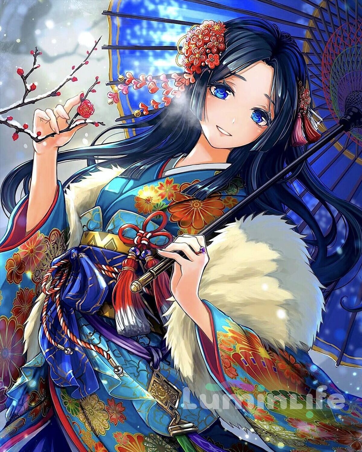 Broderie Diamant, Diamond Painting - Geisha et sakura - DN15