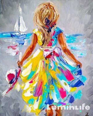 Broderie Diamant, Diamond Painting - Fille et la mer - DN28 Broderie Diamant, Diamond Painting - Fille et la mer - DN28