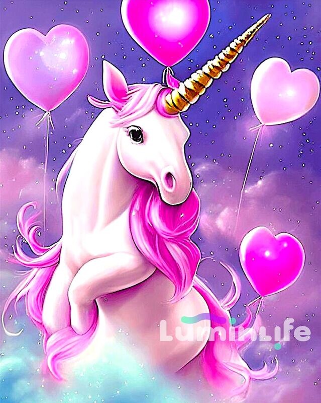 Broderie Diamant 100% -Licorne rose