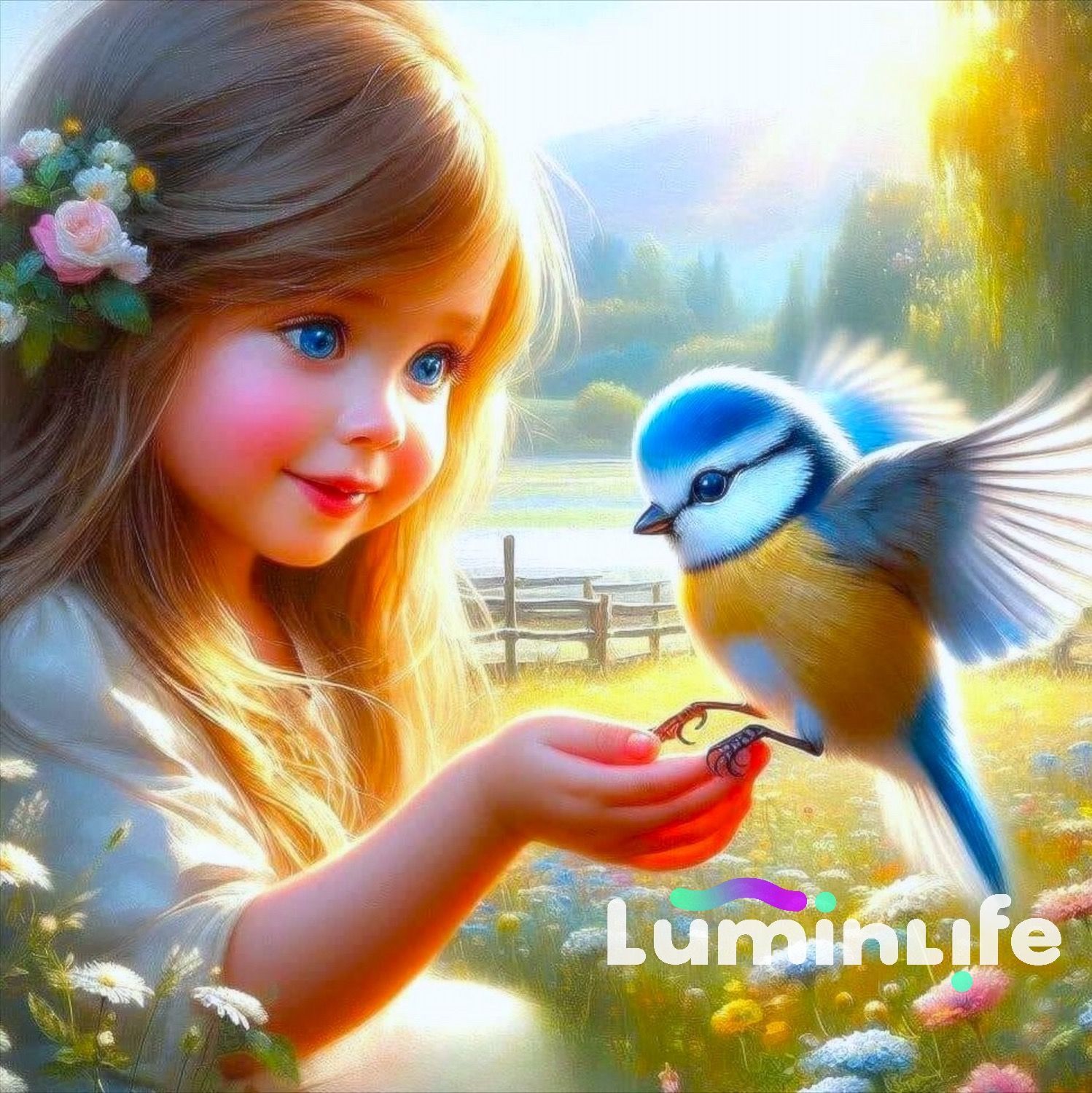 Broderie Diamant 5D -Fille et oiseau