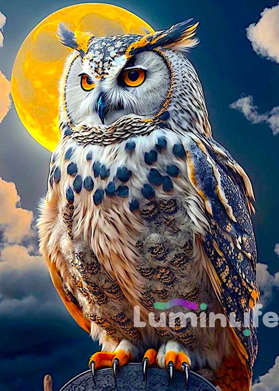 Broderie Diamant 100% Grand -Hibou magique