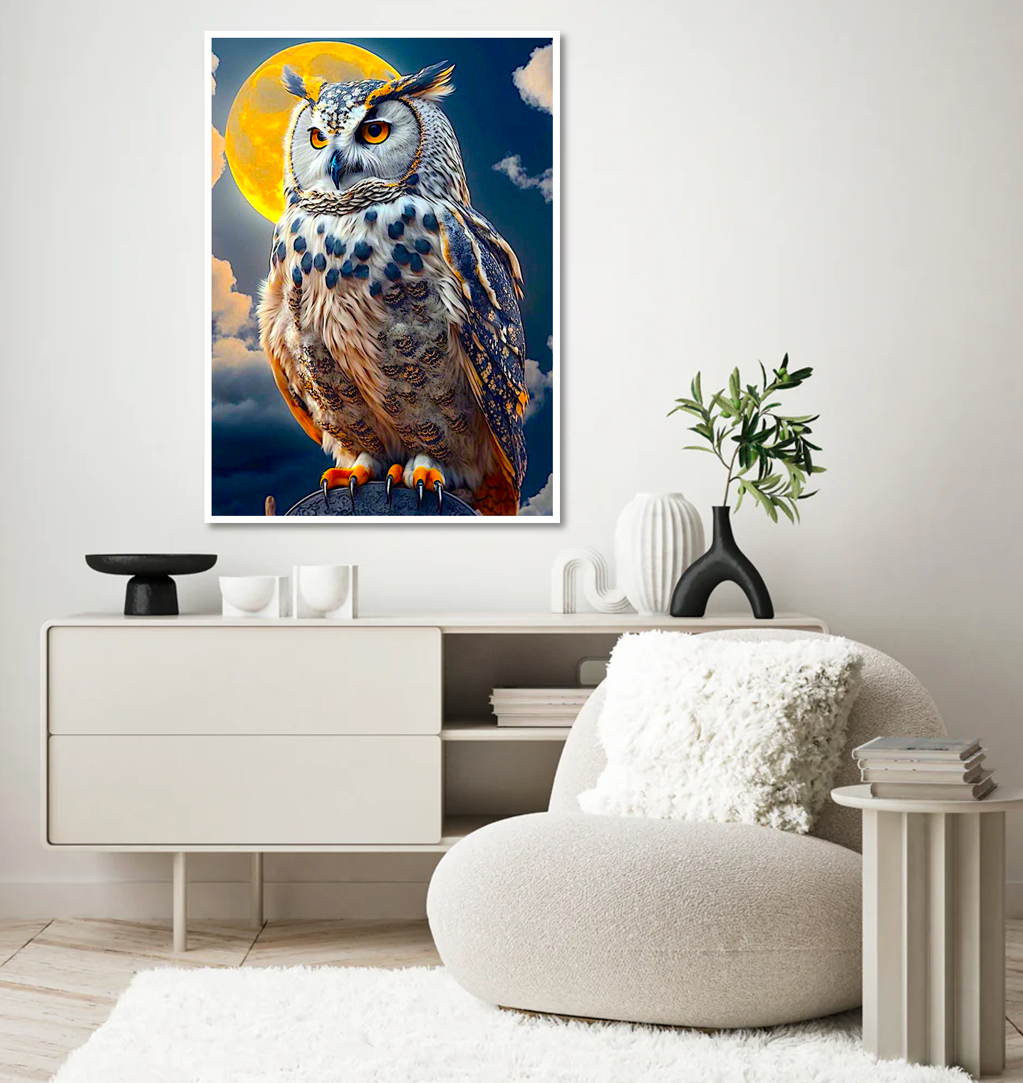 Broderie Diamant 100% Grand -Hibou magique