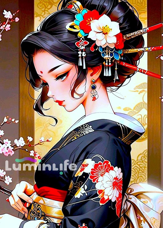 Broderie Diamant 100% Grand -Charme Geisha