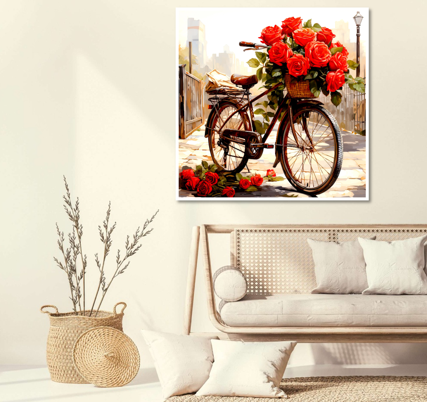 Kit Broderie Diamant - Vélo et roses - S005 (GRAND)