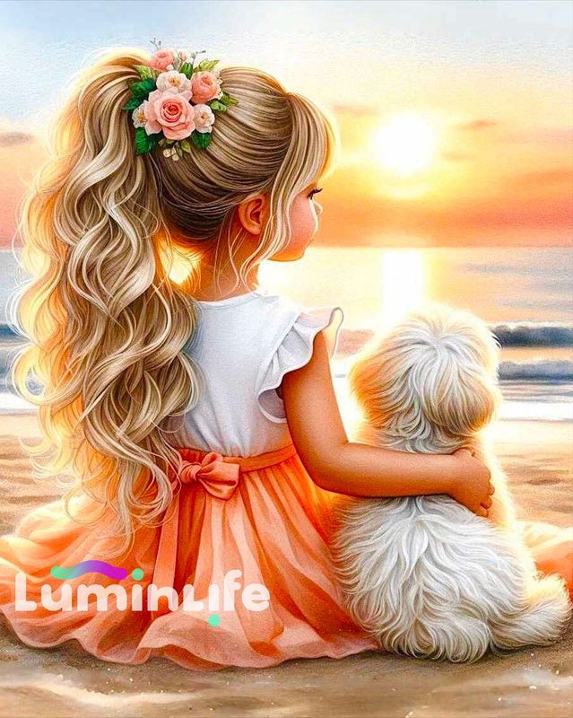 Kit Broderie Diamant - Fille et chien - DF19