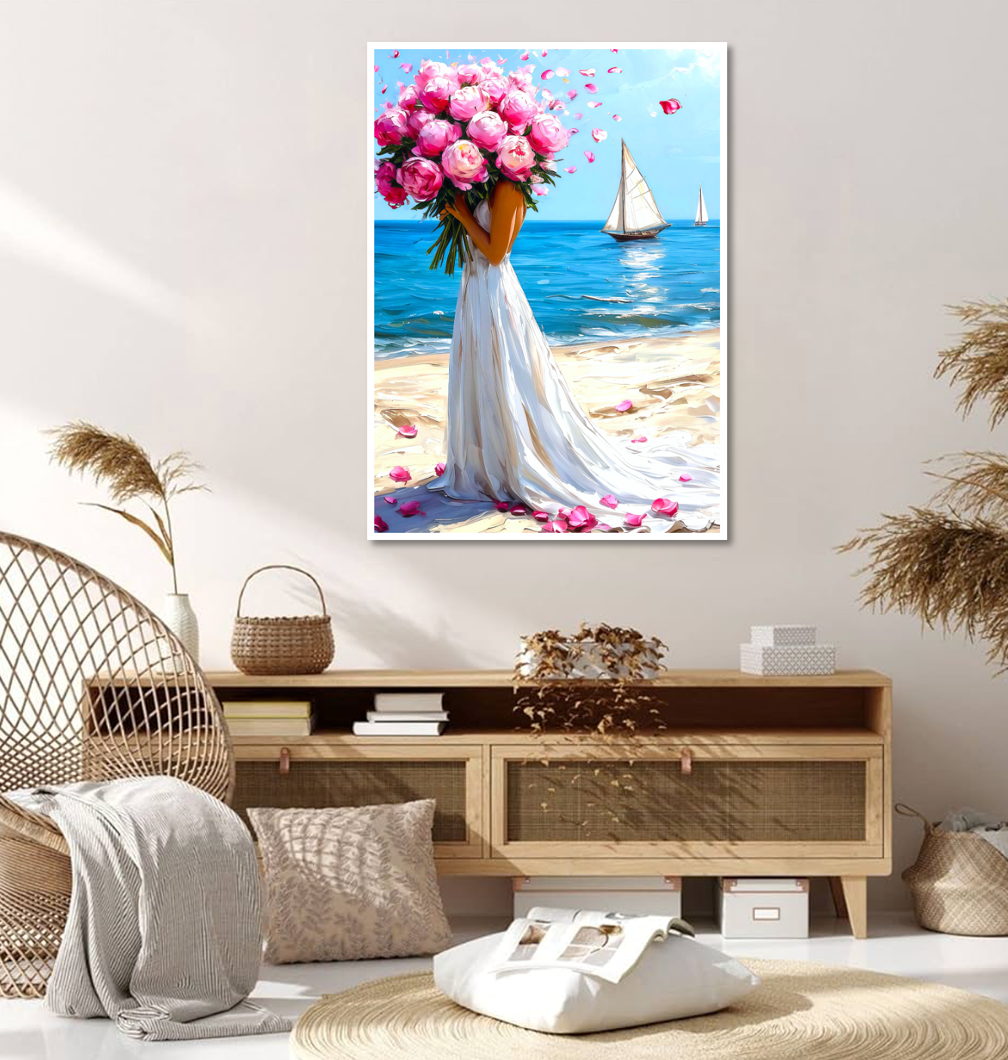 Broderie Diamant 100% Grand -Dame et pivoines