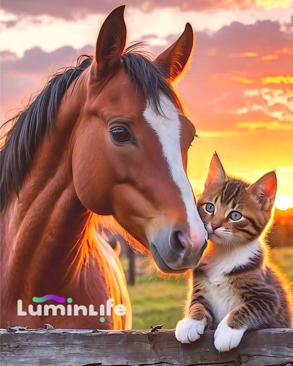 Broderie Diamant 100% - Cheval et chat