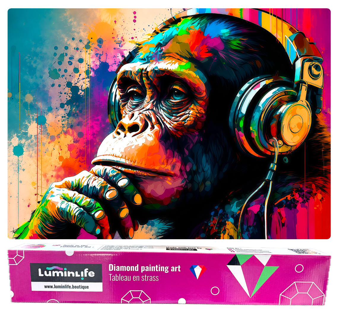 Broderie Diamant 100% Grand - Chimpanzé Street Art