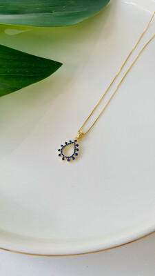 Colar Cravejado Azul Safira