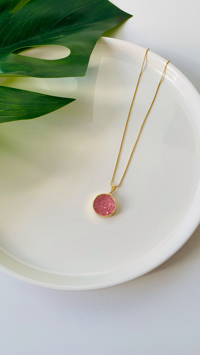 Colar Cápsula Quartzo Rosa