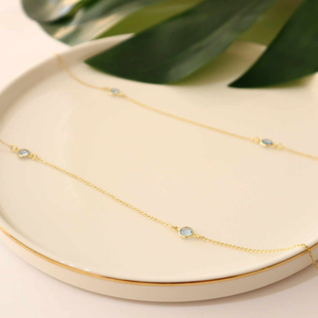 Colar Longo Aquamarine