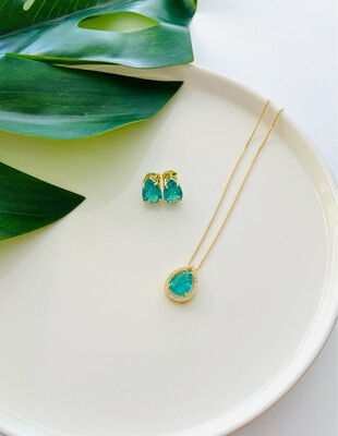 Conjunto Gota Turmalina Craquelada