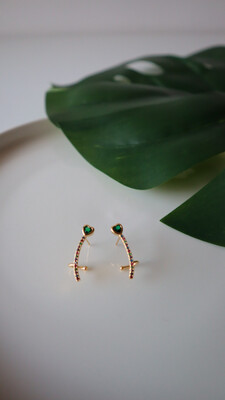 Ear Cuff Delicado Coração Esmeralda