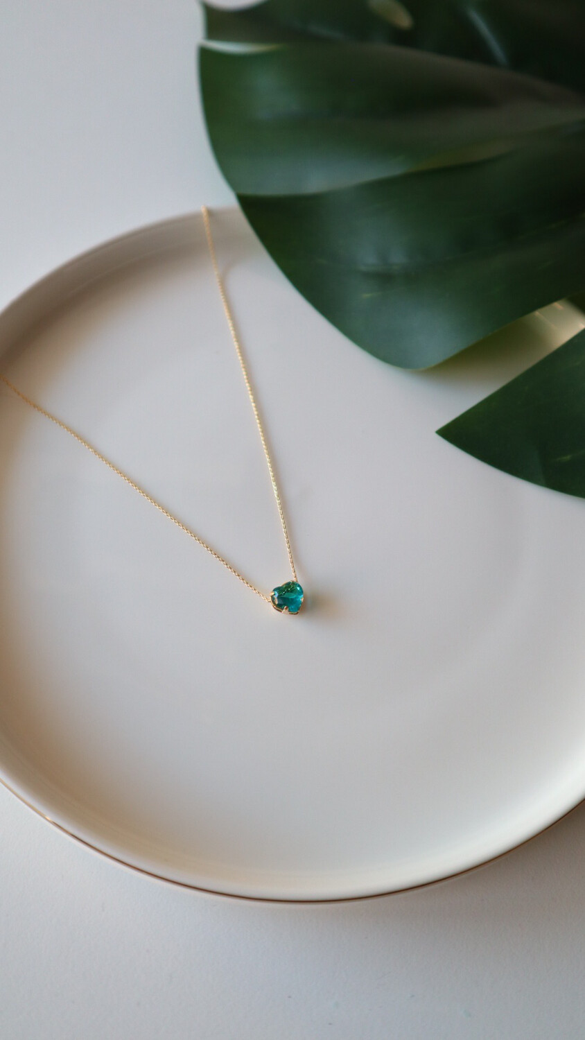 Corrente Delicada Coração Turmalina