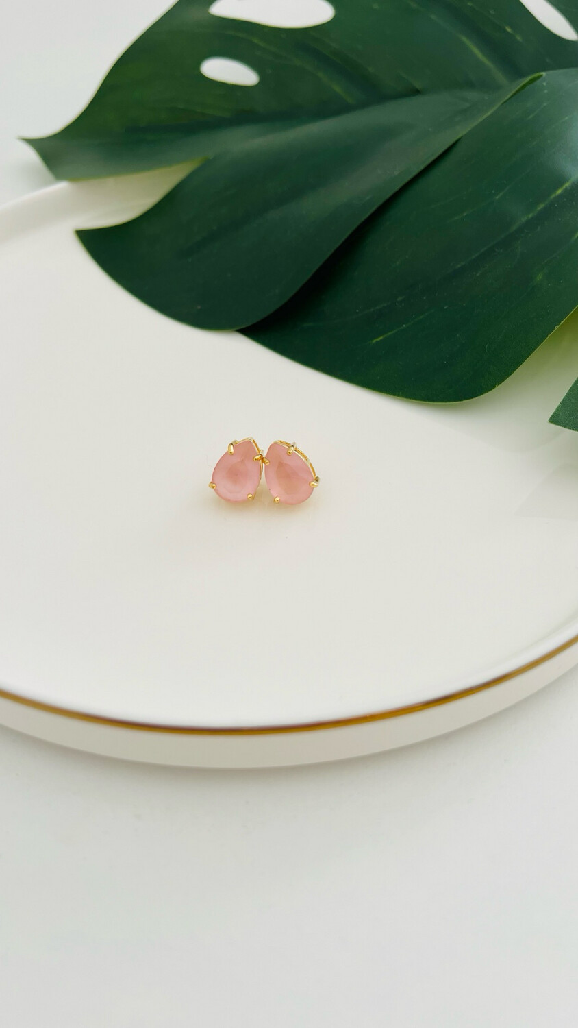 Brinco Gota Quartzo Rosa