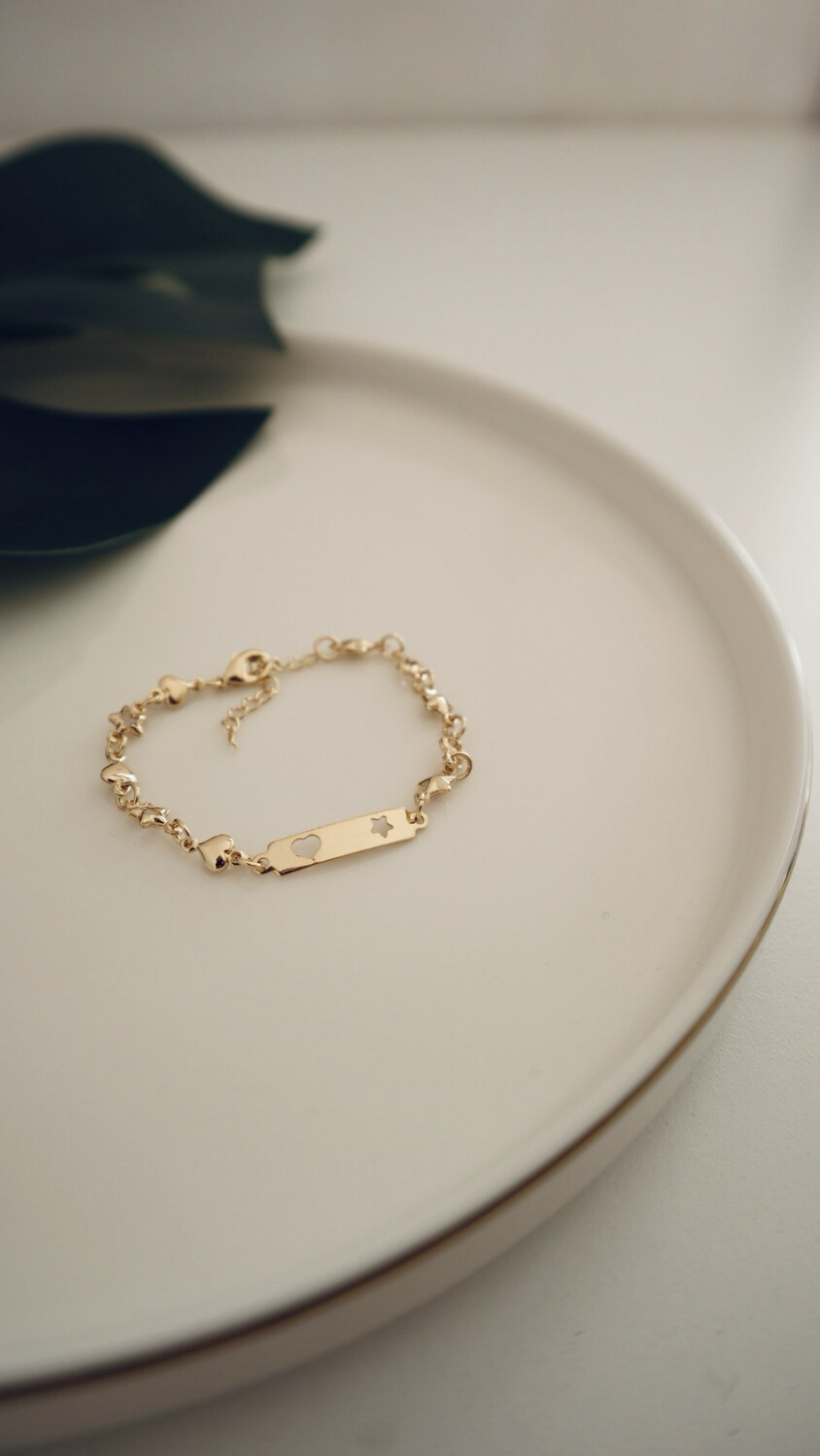 Pulseira Infantil Cristal Coração e Estrela