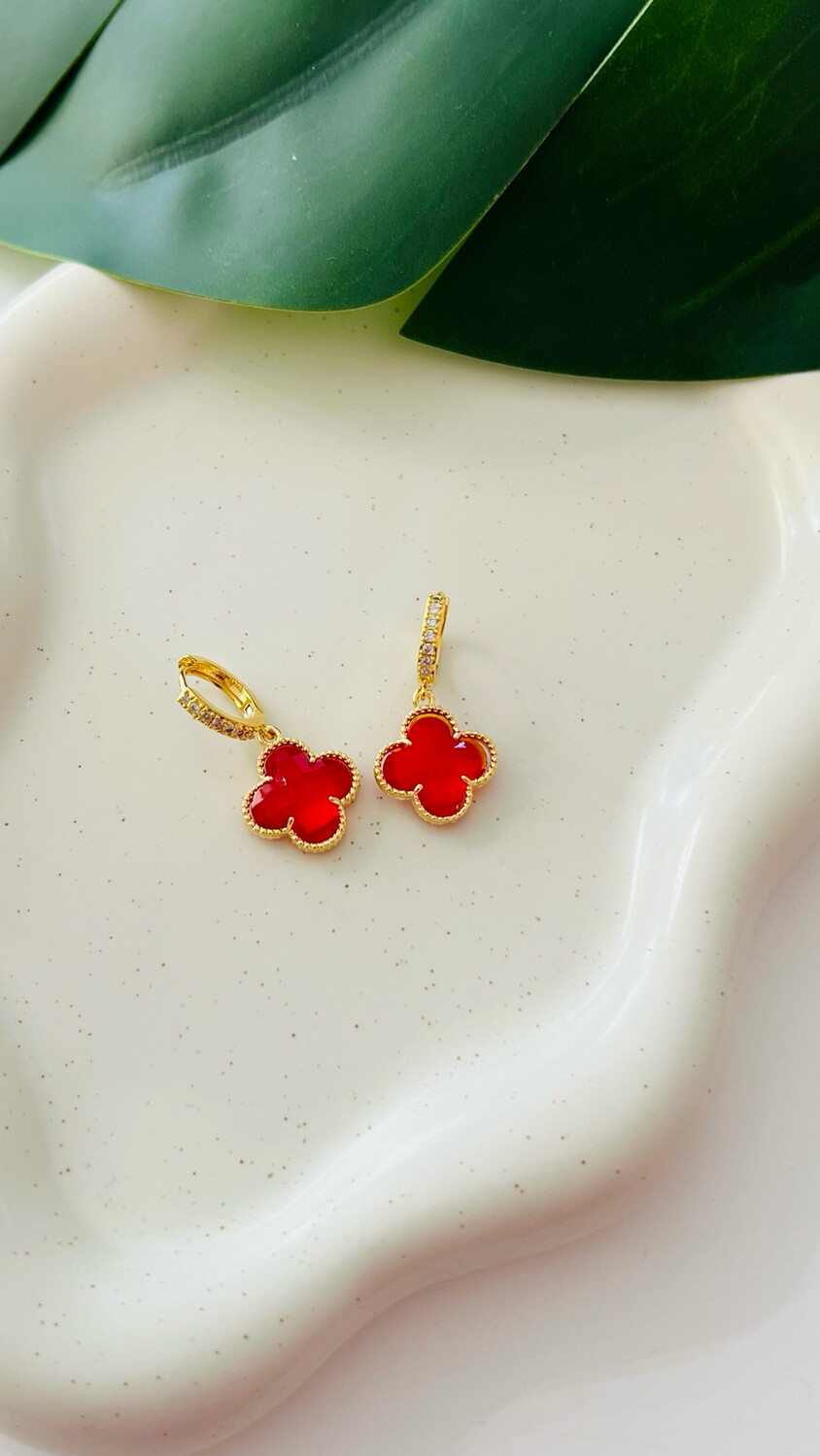 Argolinha flor de Cristal Rubi