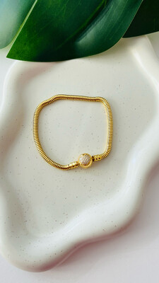 Pulseira Berloque Coração Cravejado