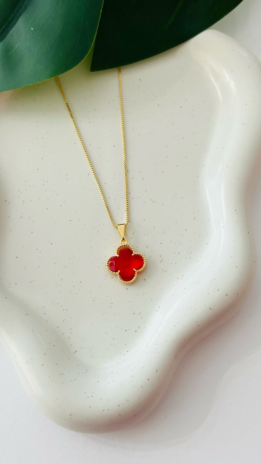 Colar Flor de Cristal Rubi