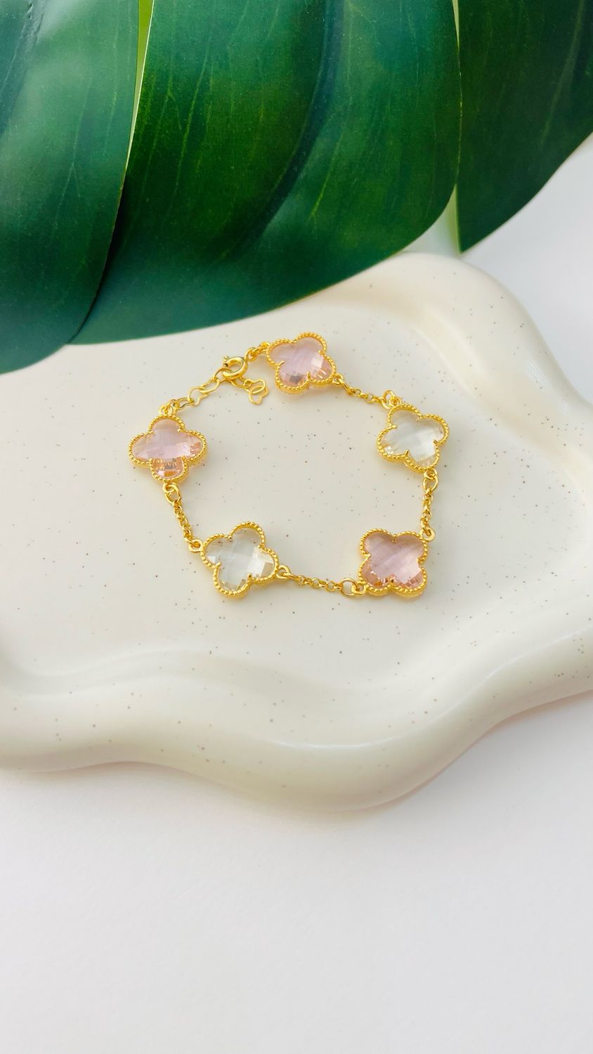 Pulseira Flor Quartzo Cristal