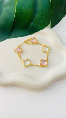 Pulseira Flor Quartzo Cristal
