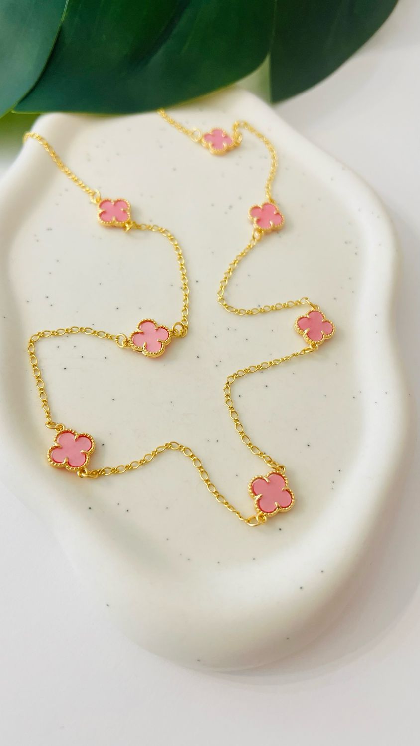 Colar Longo Flor Madrepérola