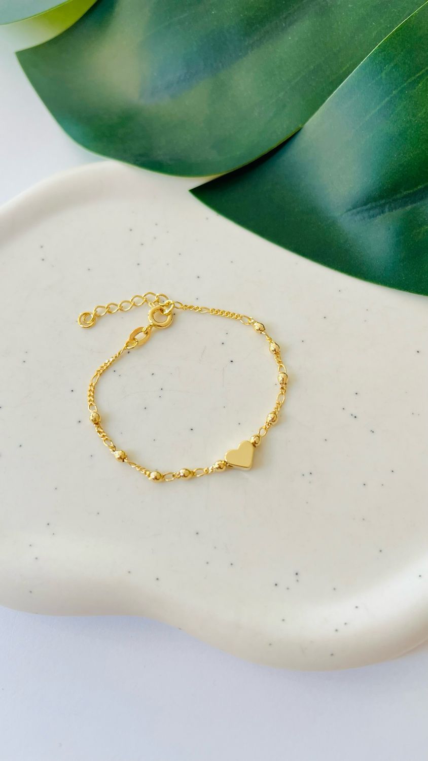 Pulseira Infantil Coração Bolinhas