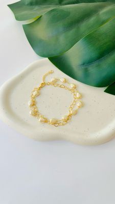 Pulseira Dupla Pérolas e corações