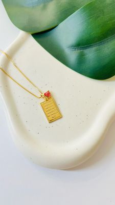 Colar Dedicatória Filha Coração Quartzo Rosa