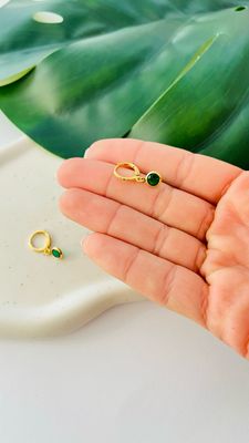 Argolinha Pendente Esmeralda