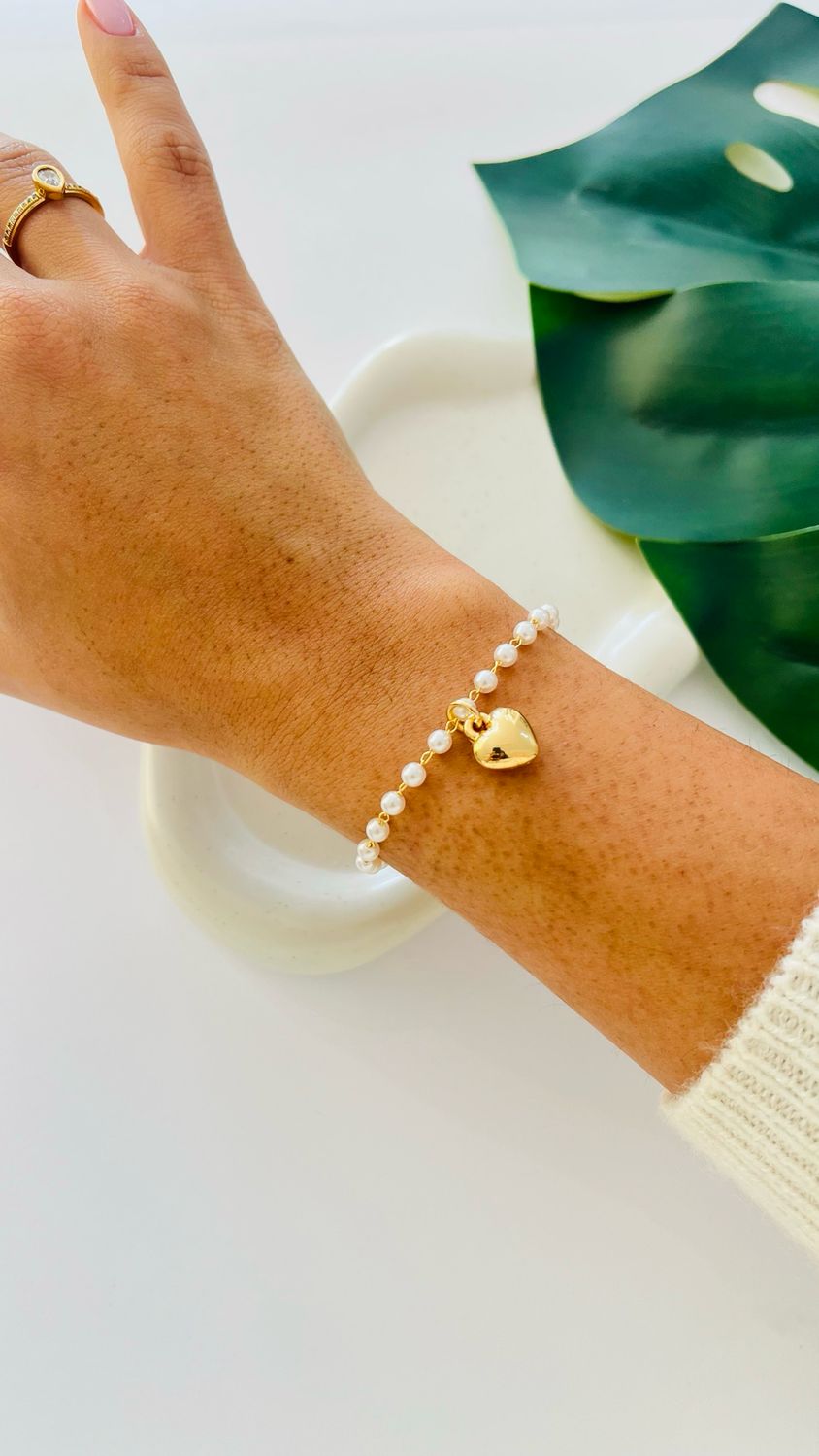 Pulseira Pérola Coração