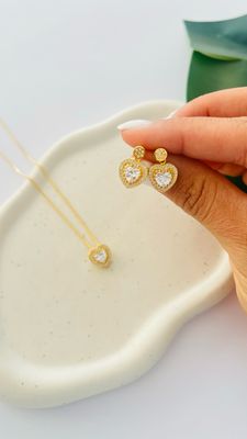 Conjunto Coração Cravejado