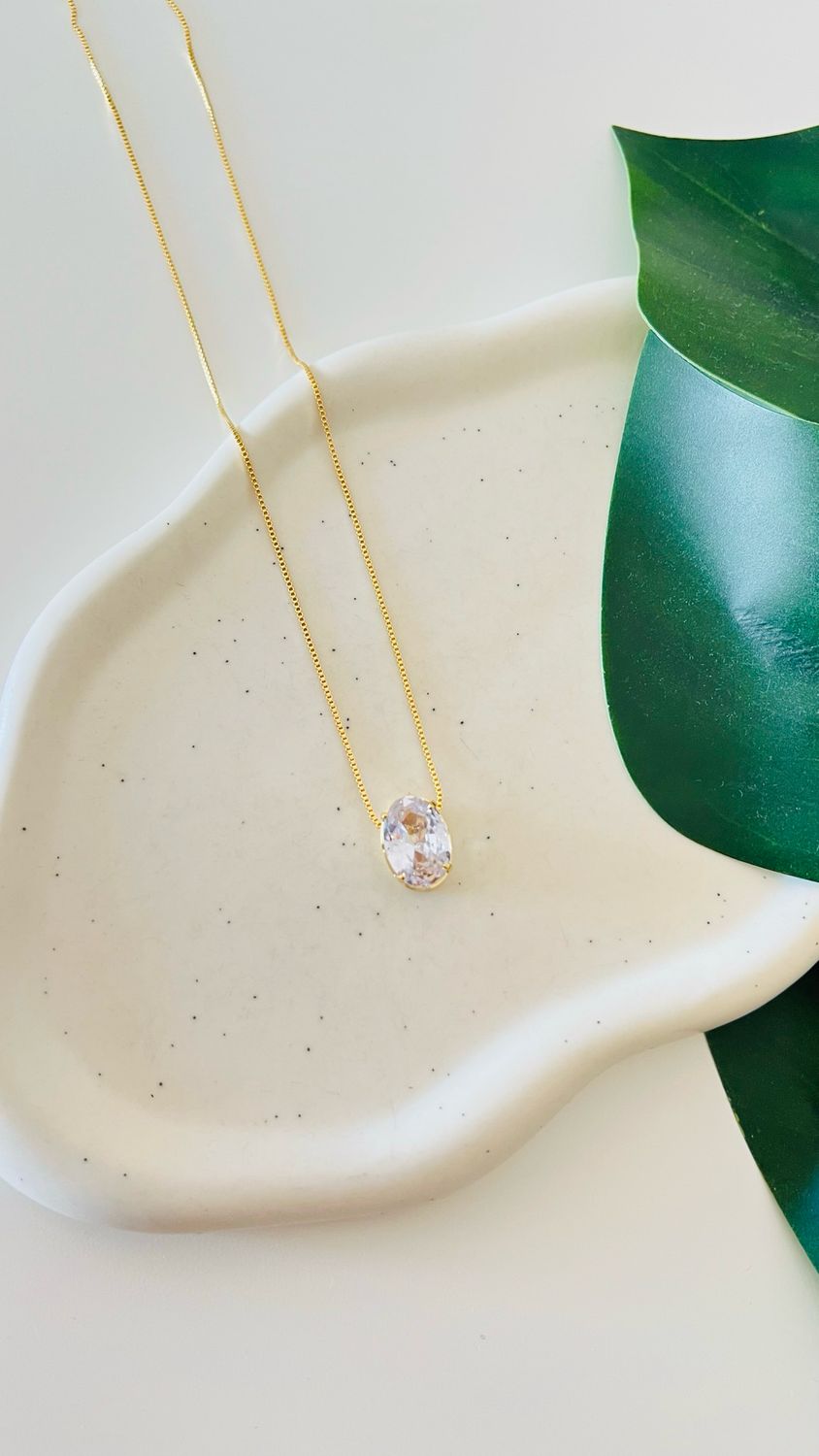 Colar Ponto de Luz Oval Cristal