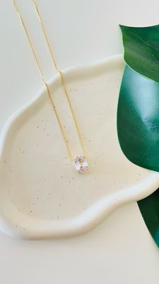 Colar Ponto de Luz Oval Cristal