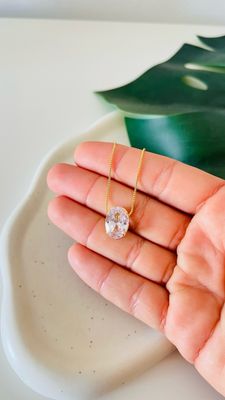 Colar Ponto de Luz Oval Cristal