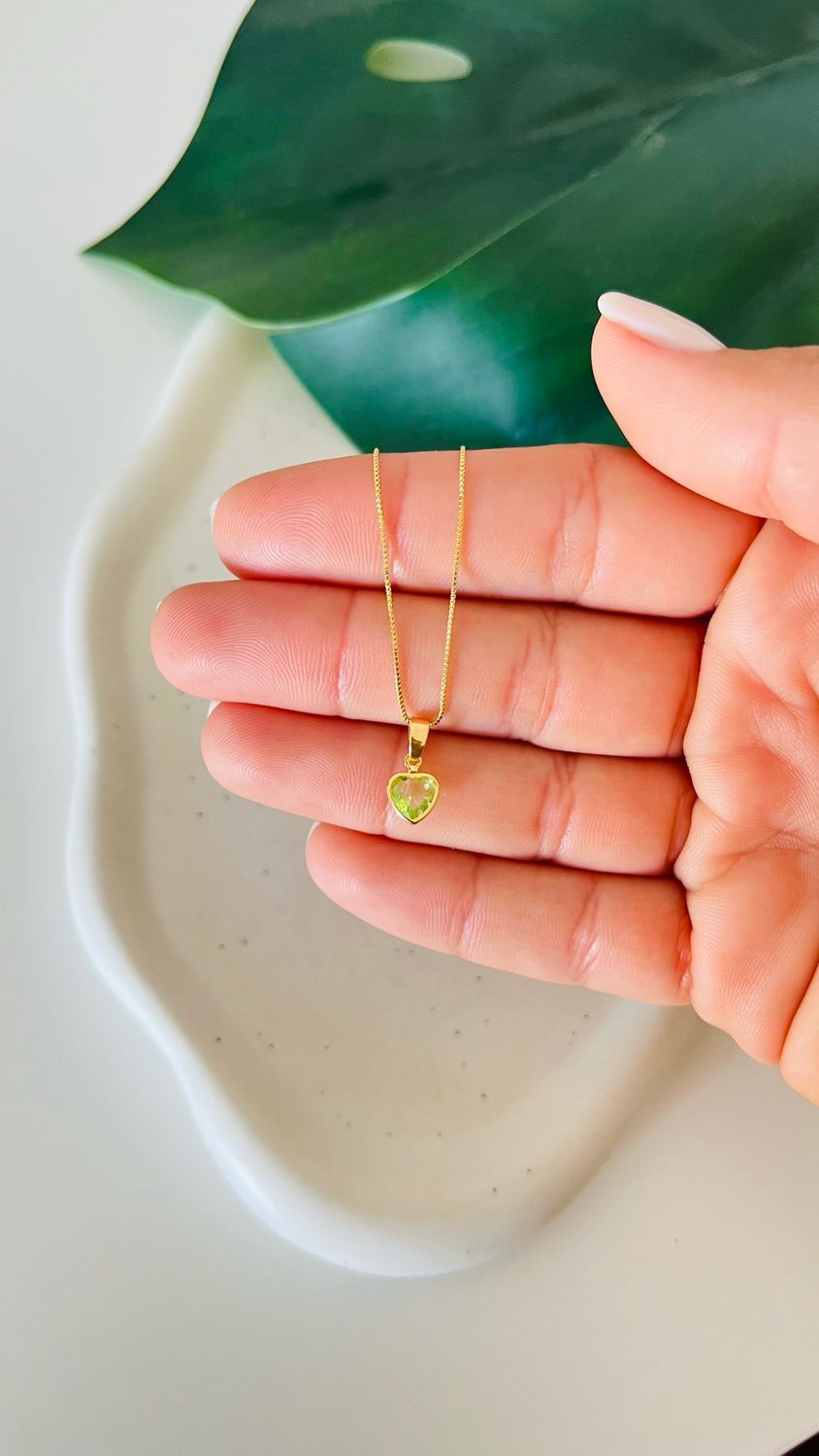 Gargantilha Solitário Coração Citrino