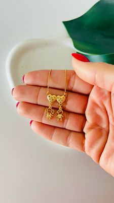 Colar Coração Cravejado Casal