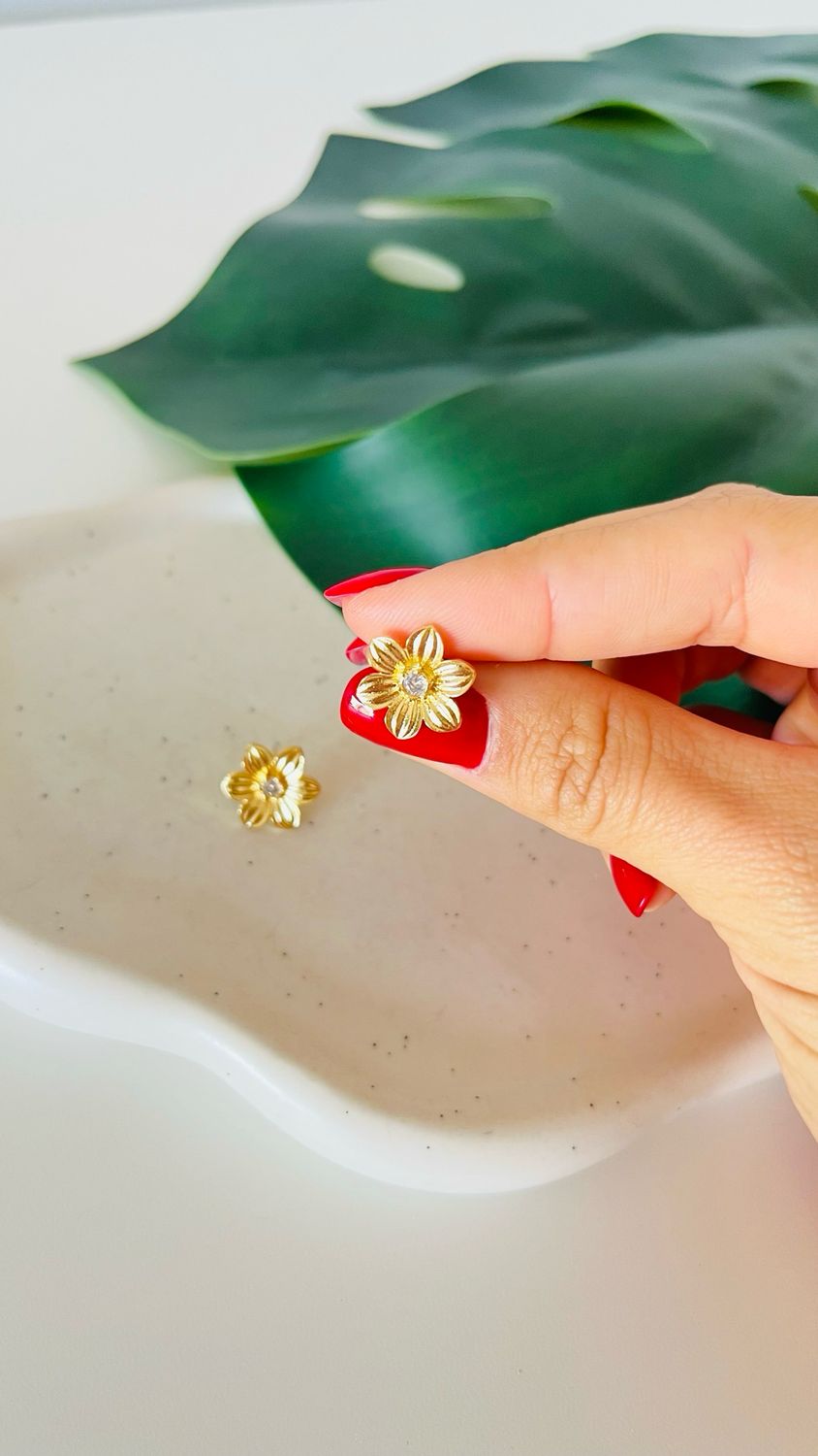 Brinco de Flor Ponto de Luz Cristal