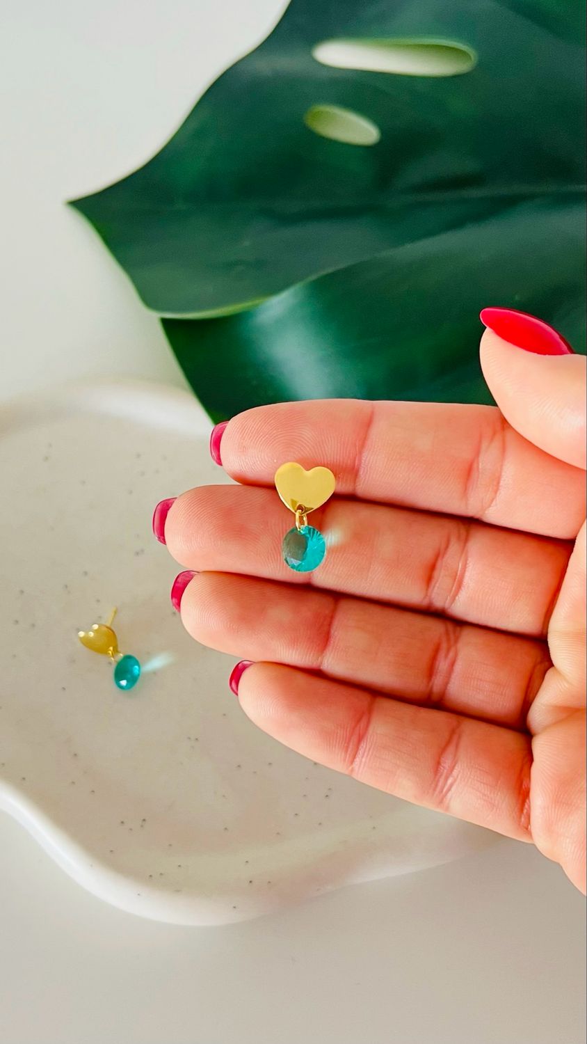 Brinco Coração Turmalina