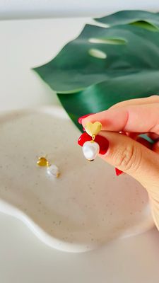 Brinco Coração Pérola Barroca