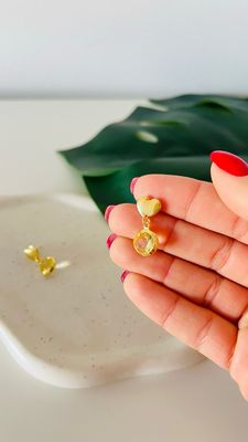 Brinco Coração Citrino