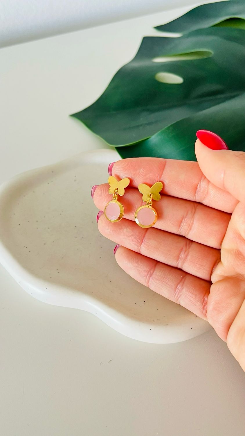 Brinco Borboleta Pendente Quartzo