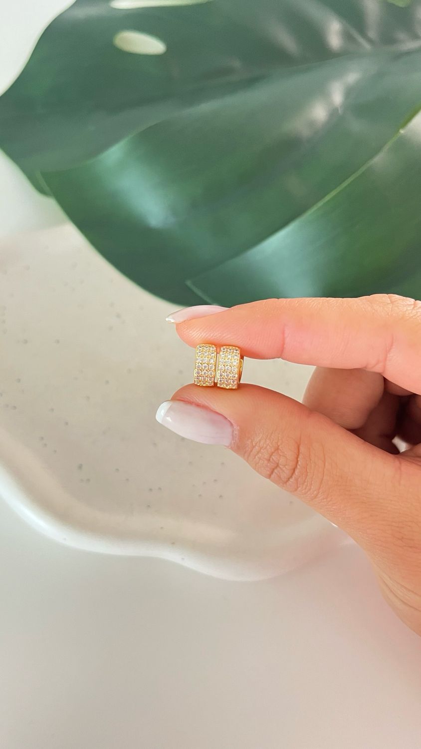 Mini Argola Cravejada 3 Fileiras