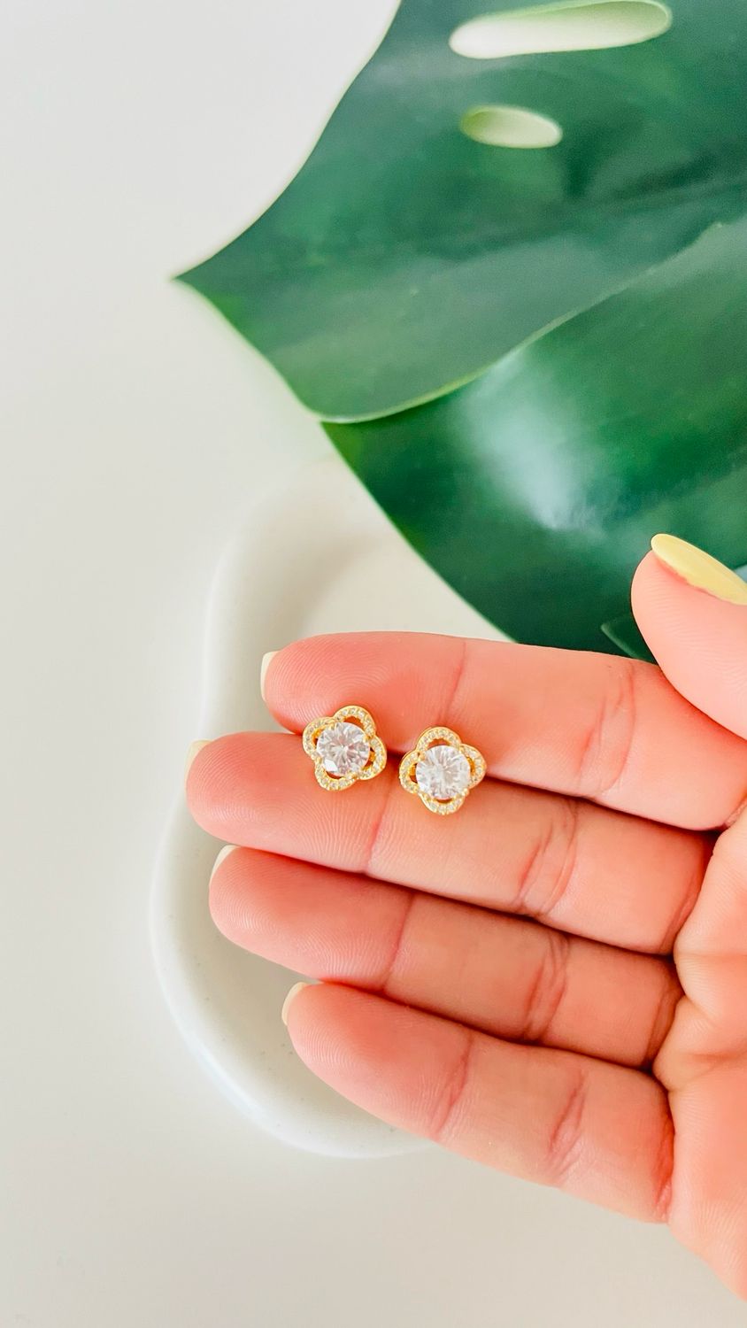 Brinco Flor Cravejada Cristal