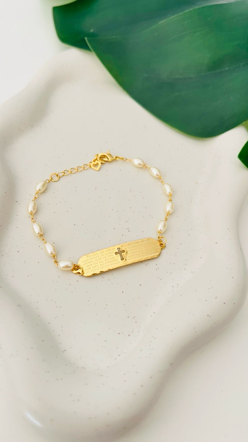 Pulseira Pai Nosso Crucifixo Vazado
