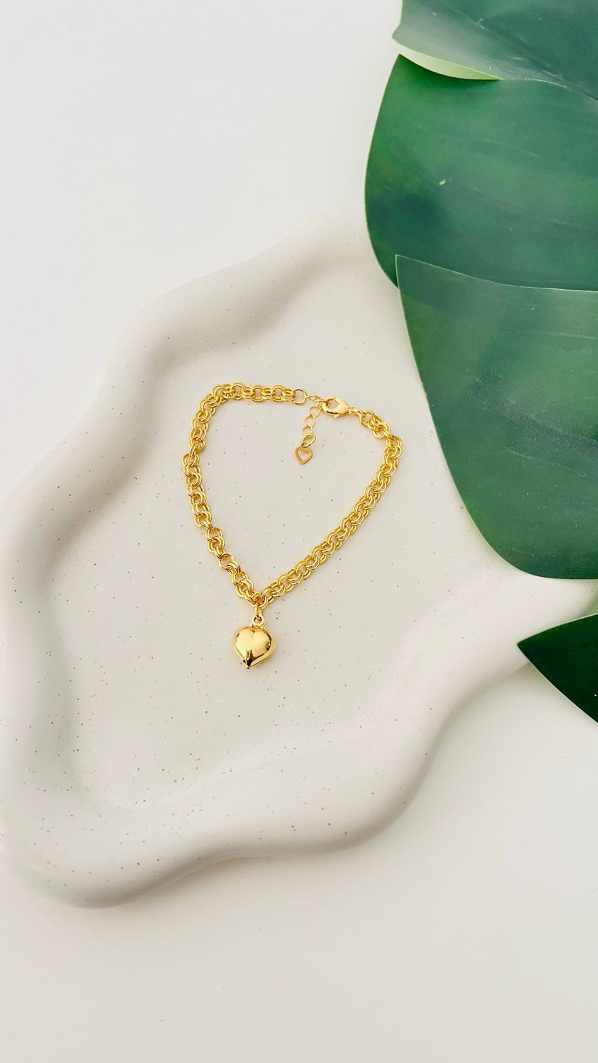 Pulseira Elo Duplo Coração