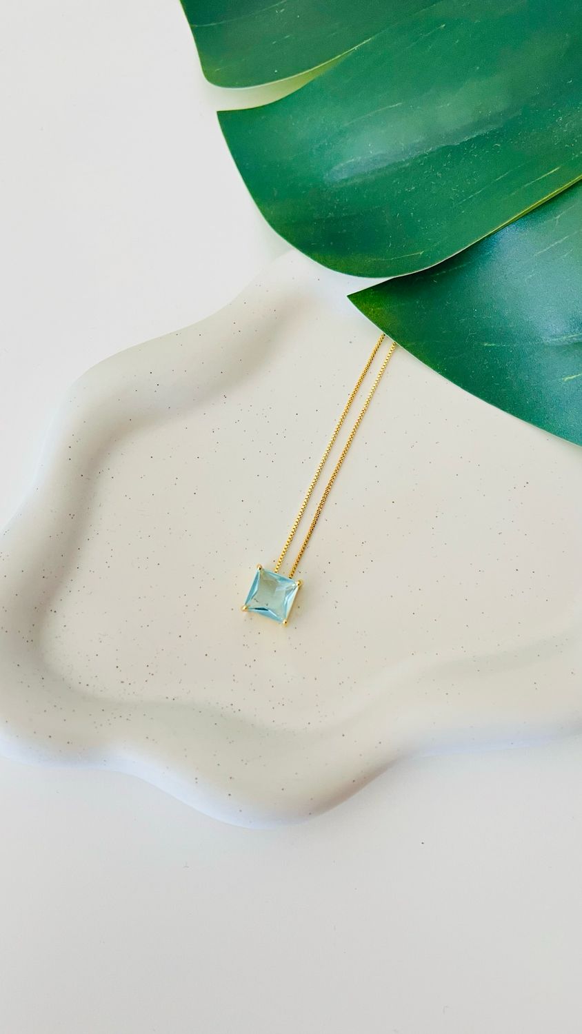 Colar Aquamarine Quadrada