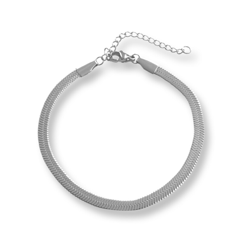 Ophelia Zilver Snake Armband - Platte Stalen Ketting Armband