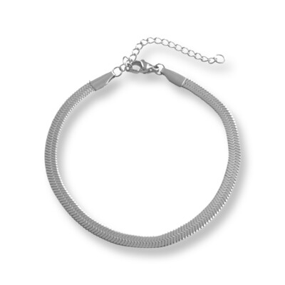 Ophelia Zilver Snake Armband - Platte Stalen Ketting Armband