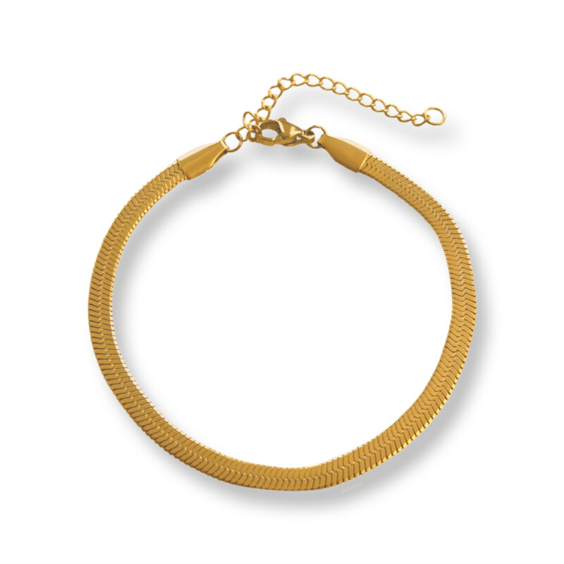 Ophelia Gold Snake Armband - Platte Stalen Ketting Armband